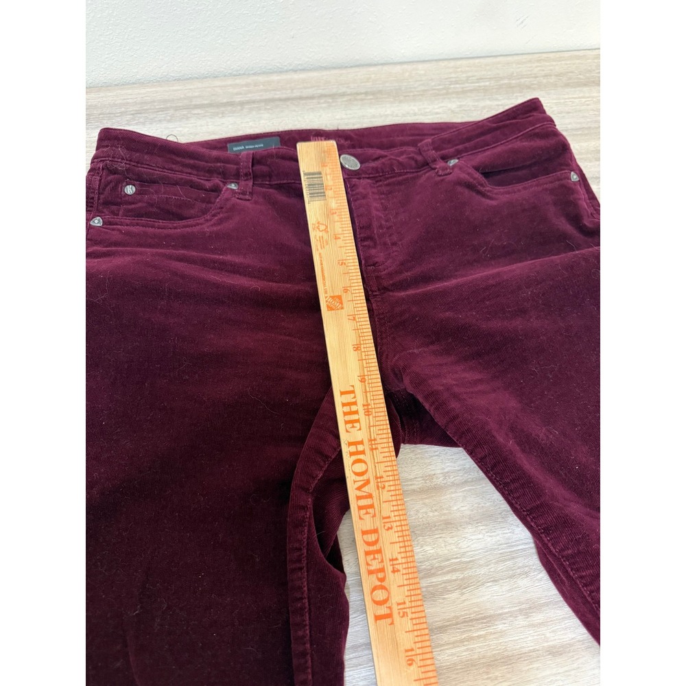 Kut from the Kloth Women Corduroy Pants 12 Petite Burgundy Diana Skinny Classic - Picture 9 of 10